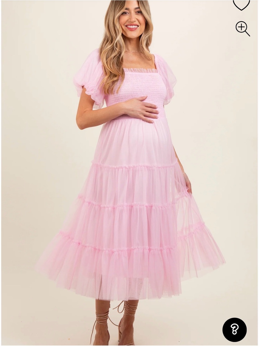 Listicle Pink Tulle Tiered Midi Dress